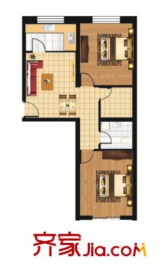 豪景南苑户型图户型7 2室2厅1卫1厨