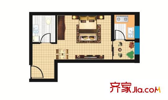 豪景南苑户型图户型2 1室1厅1卫1厨