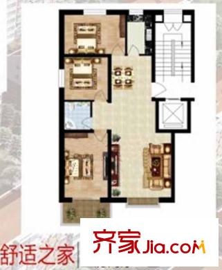 橄榄城户型图舒适之家户型 3室2厅1卫1厨