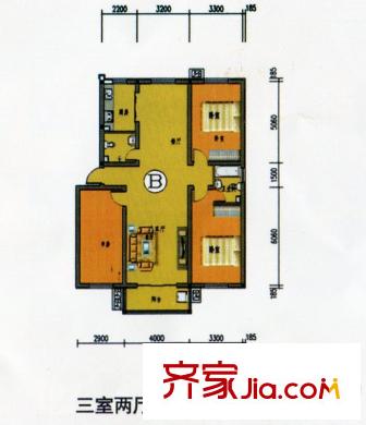 古营金景户型图户型 3室2厅2卫1厨