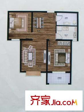 保运嘉苑户型图5#户型3 2室2厅1卫