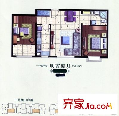 佳远水园湾户型图C户型 2室2厅1卫1厨