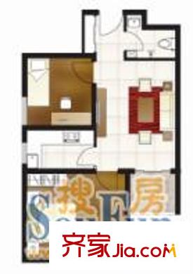 晨巍金地已售完高层B户型 2室1厅1卫1厨