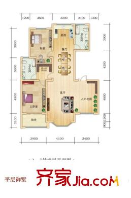 红山庄园C1#C7#楼152平2室户型 2室3厅2卫1厨