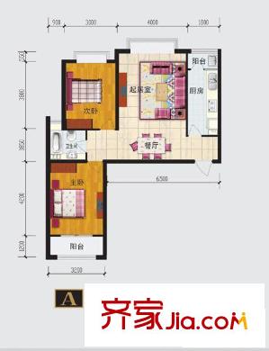 嘉森・理想城户型图高层A户型 2室2厅1卫1厨