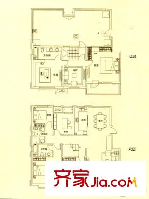 未来城已售完F2户型 6室3厅3卫1厨