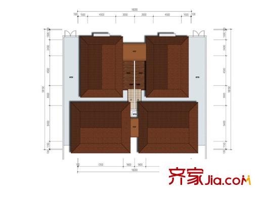 勐巴拉六国皇家植物园度假秘境C户型顶层平面图 2室2厅3卫1厨