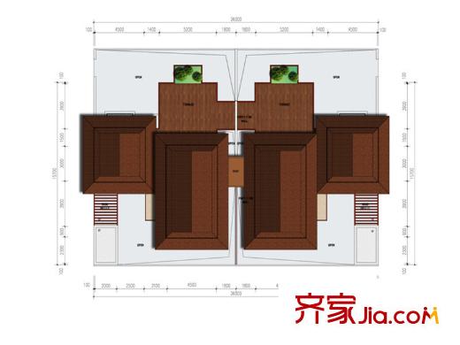 勐巴拉六国皇家植物园度假秘境A户型顶层平面图 4室3厅4卫1厨