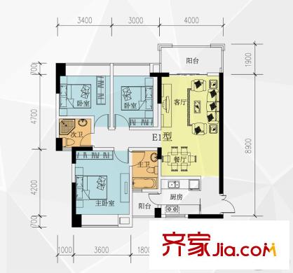 好来世纪广场E1 3室2厅2卫1厨