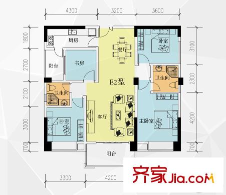 好来世纪广场E2户型图 4室2厅2卫1厨