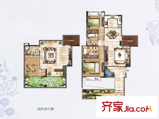 洱海传奇A1户型图 2室3厅3卫