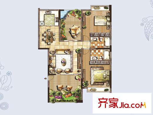 洱海传奇A3户型图 2室2厅2卫