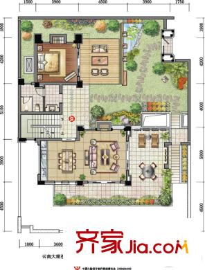 苍海高尔夫国际社区B户型-1F(137平方米) 1室3厅1卫1厨