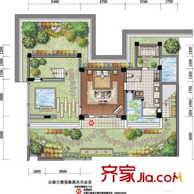 苍海高尔夫国际社区B户型-BF(137平方米) 1室2厅1卫1厨