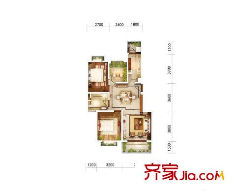 官房・都铎城邦G-6 2室2厅1卫1厨