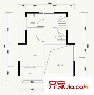 万科白沙润园F户型(二层) 1室1卫