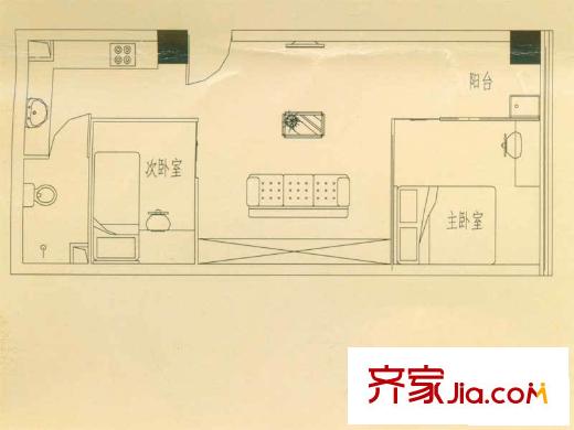 和谐时代户型图D户型 2室1厅1卫1厨