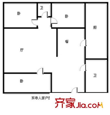 东寺街育红小学宿舍 3室 户型图