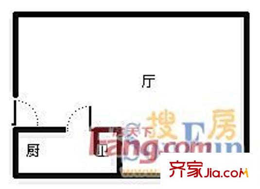 上海沙龙三期户型图404642946400 1室1厅1卫1厨