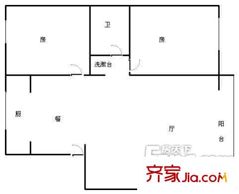 上海沙龙三期户型图1312445417110_000 2室2厅1卫1厨