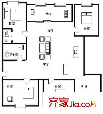 临江花园 4室 户型图