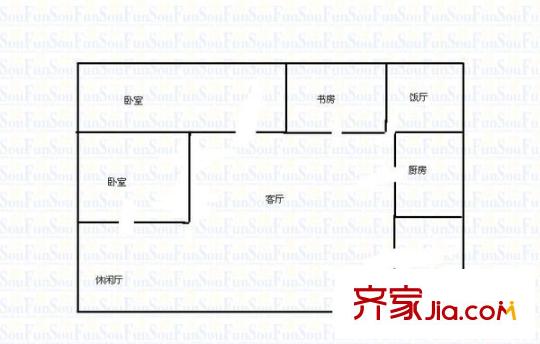 红十字会医院宿舍 4室 户型图