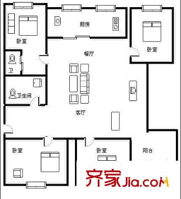 临江花园 4室 户型图