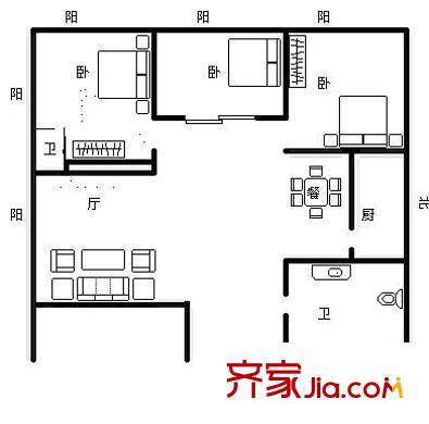 昆明世纪广场 4室 户型图