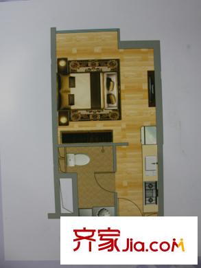 鑫世界B-3户型 1室1厅1卫1厨