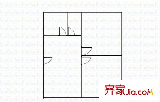 红十字会医院宿舍 2室 户型图