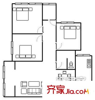 西楚眠山花园 3室 户型图
