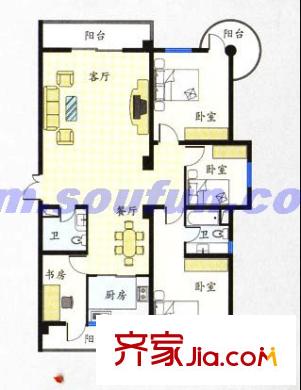 上领70华夏园户型图华夏园C1 4室2厅2卫1厨