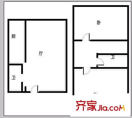 上领70华夏园 2室 户型图
