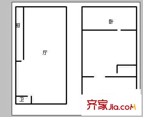 上领70华夏园 2室 户型图