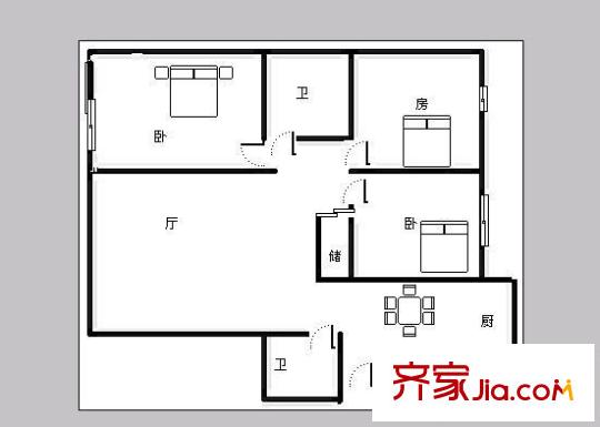 文华苑 3室 户型图