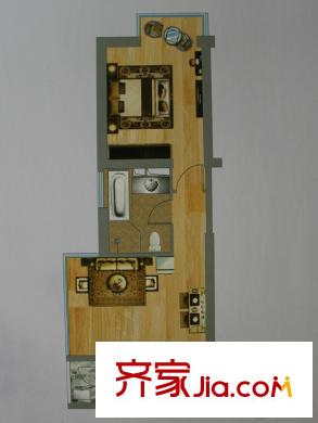 鑫世界F-1户型 1室2厅1卫1厨