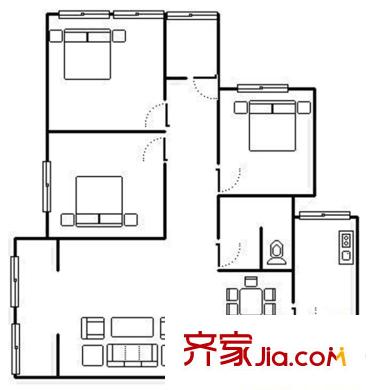 西楚眠山花园 3室 户型图