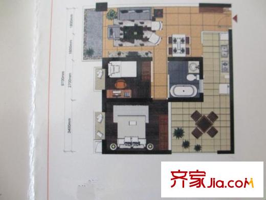 朝花曦拾之联邦国际中心 2室 户型图