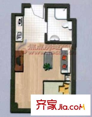 可乐公寓 1室 户型图