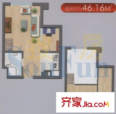 可乐公寓户型图D户型 3室1厅1卫1厨