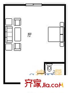 可乐公寓 1室 户型图