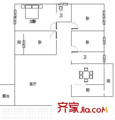 世纪城叠春苑户型图叠春苑 4室 户型图 4室2厅2卫1厨