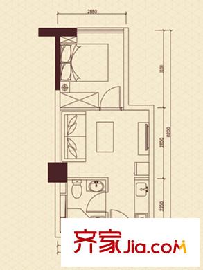 保利・六合公寓E1户型 1室1厅1卫1厨