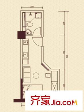 保利・六合公寓D15户型 1室1厅1卫