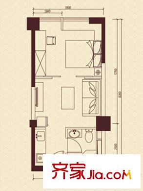 保利・六合公寓D12户型 1室1厅1卫