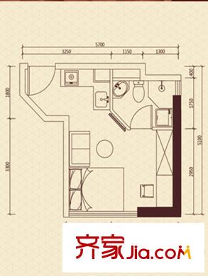 保利・六合公寓D14户型 1室1厅1卫
