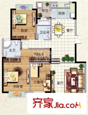 朝花曦拾户型图G5-2 3室2厅2卫1厨