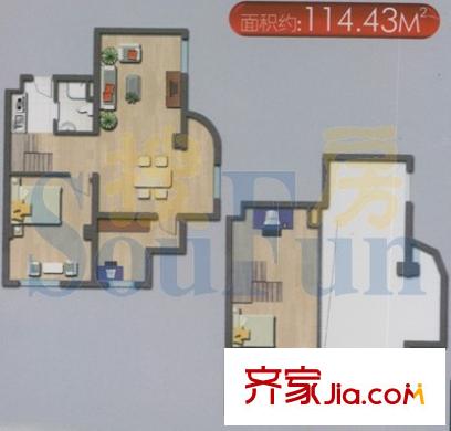 可乐公寓户型图E户型 4室2厅1卫1厨