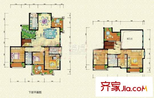 森林湖户型图E5 一梯一户 顶跃户型 5室2厅3卫1厨