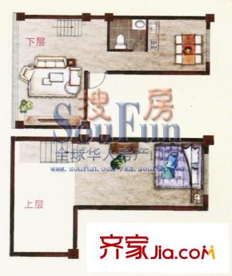 城市之光户型图A2户型 1室1厅1卫1厨